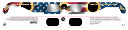 image of the unfolded front and back patriotic solar eclipse glasses